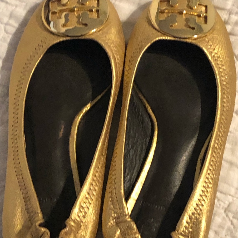 Tory Burch Gold Ballet Flats